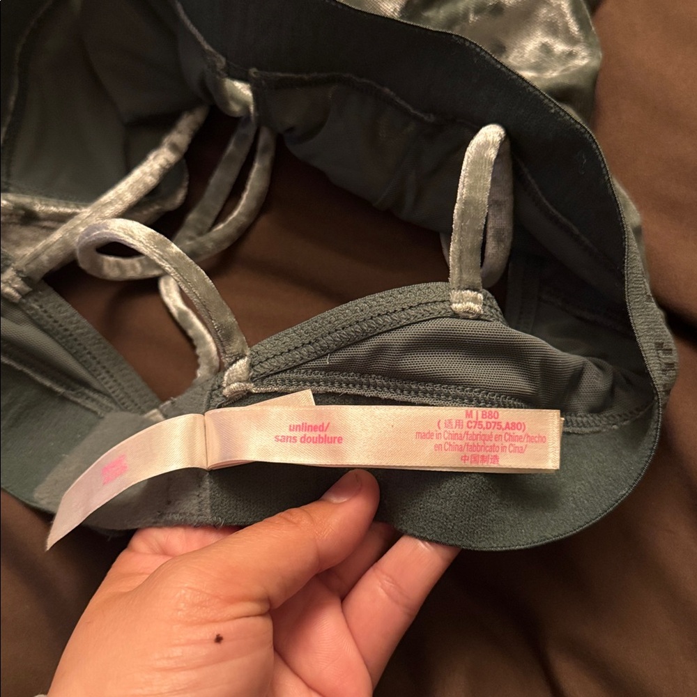 PINK Victoria's Secret Gray Velvet Bralette - Picture 2 of 3